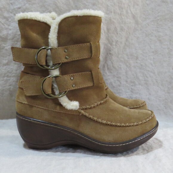 SoftWalk Manchester Suede Leather Boots With Faux Shearling Trim SIZE 8.5 - Picture 3 of 12